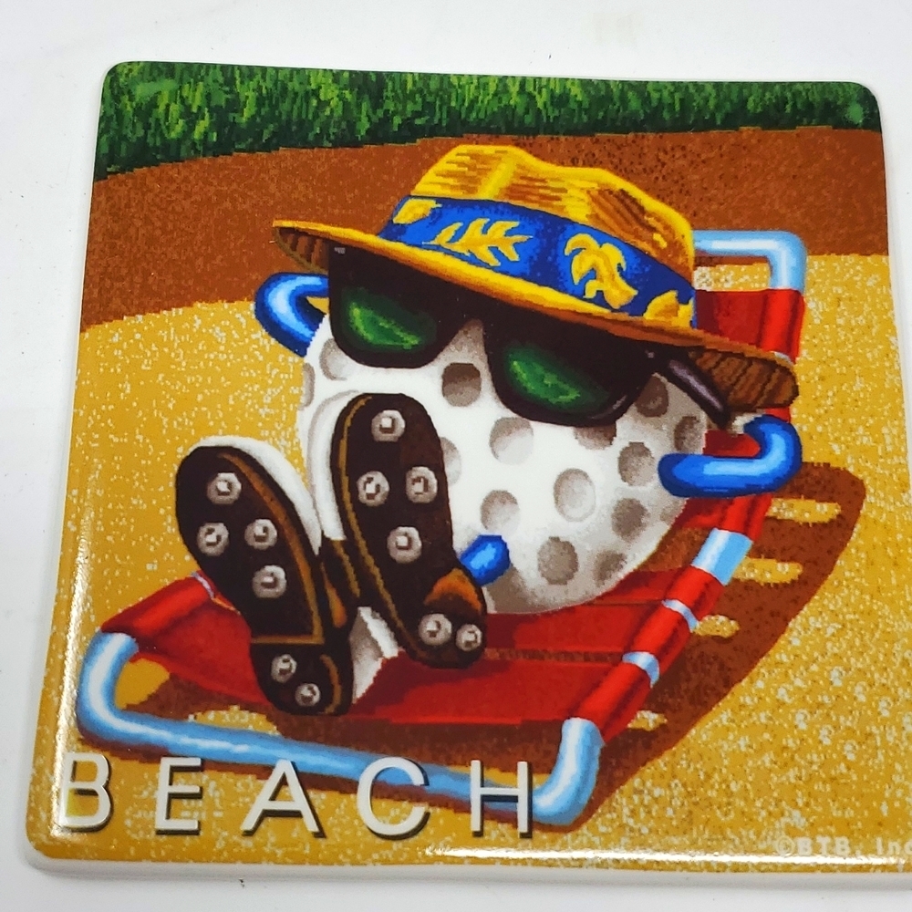 BTB, Inc. Be The Ball, Golf Themed Tiles Coasters Hotplates Set of 2